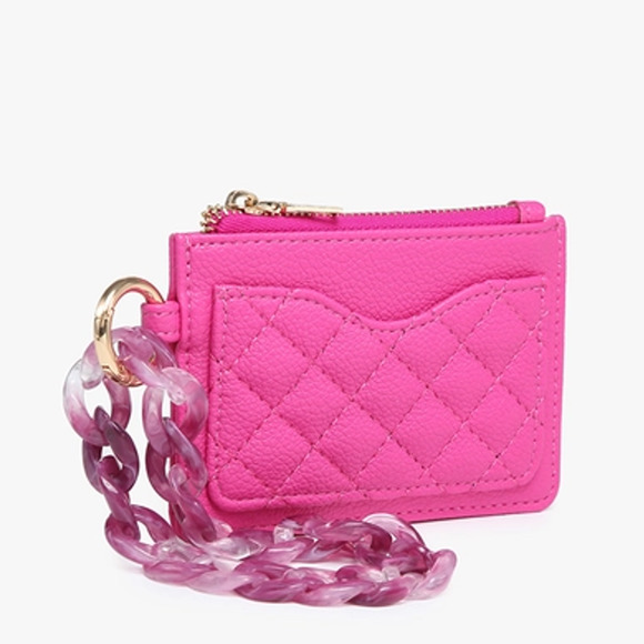 Rhodes Quilted Wallet with Chain Bangle Metallic Cupid Pink - Picture 2 of 4